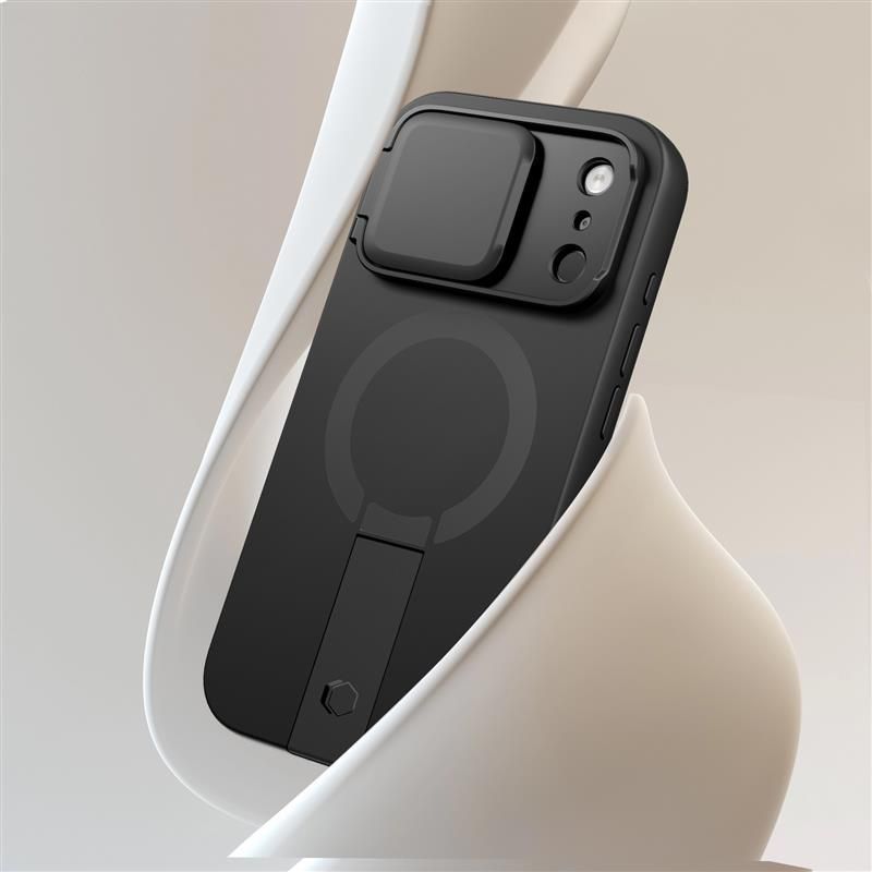 Tech-Protect iPhone 17 Pro Max - Kevlar Aura MagSafe - Σκληρή Θήκη με Ανοιγόμενο Κάλυμμα Κάμερας και Stand - Black