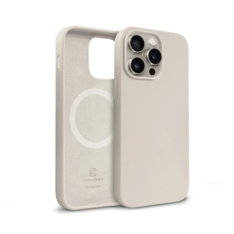 Crong iPhone 15 Pro Max Color Cover Magnetic - Θήκη Σιλικόνης με MagSafe - Stone Beige