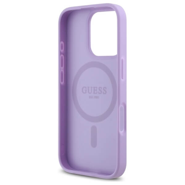 Guess iPhone 16 Pro - Saffiano MagSafe - Σκληρή Θήκη με Πλαίσιο Σιλικόνης - Purple - GUHMP16LPSAHMCU