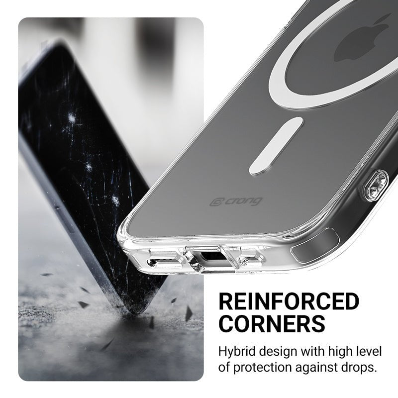 Crong iPhone 16e Clear Mag Cover - Σκληρή Θήκη με Πλαίσιο Σιλικόνης και MagSafe - Clear