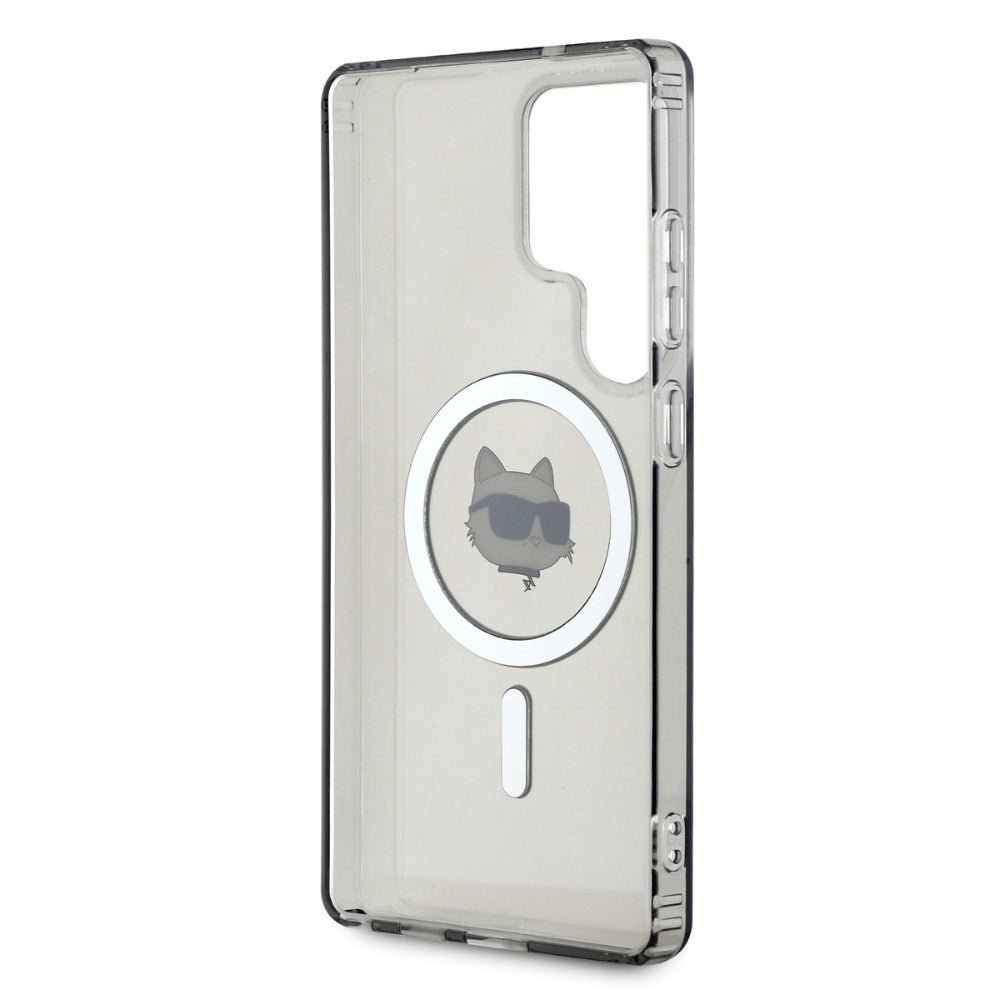 Karl Lagerfeld Samsung Galaxy S25 Ultra - Button Choupette Head Printed Logo - MagSafe Σκληρή Θήκη με Πλαίσιο Σιλικόνης - Black - KLHMS25LHLSCHK