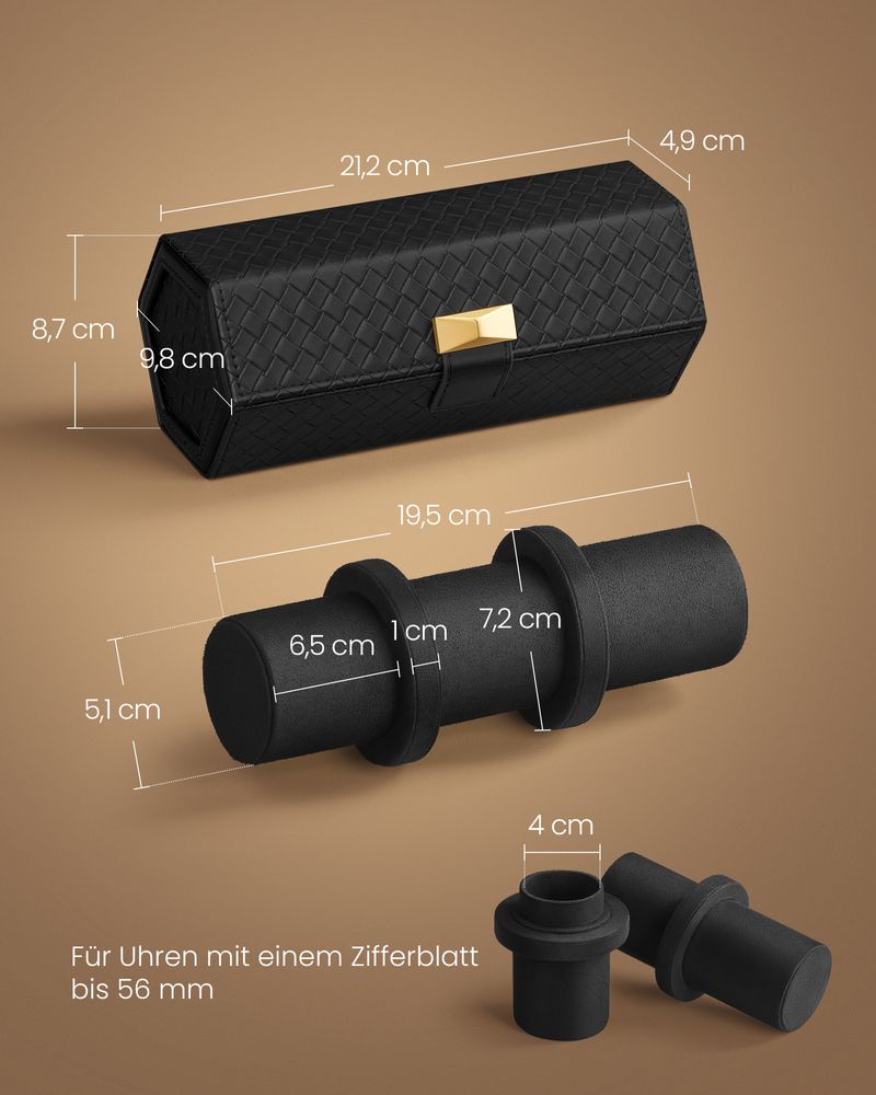 Songmics Θήκη Αποθήκευσης Pολογιών Ταξιδίου - Ink Black - JWB027B01