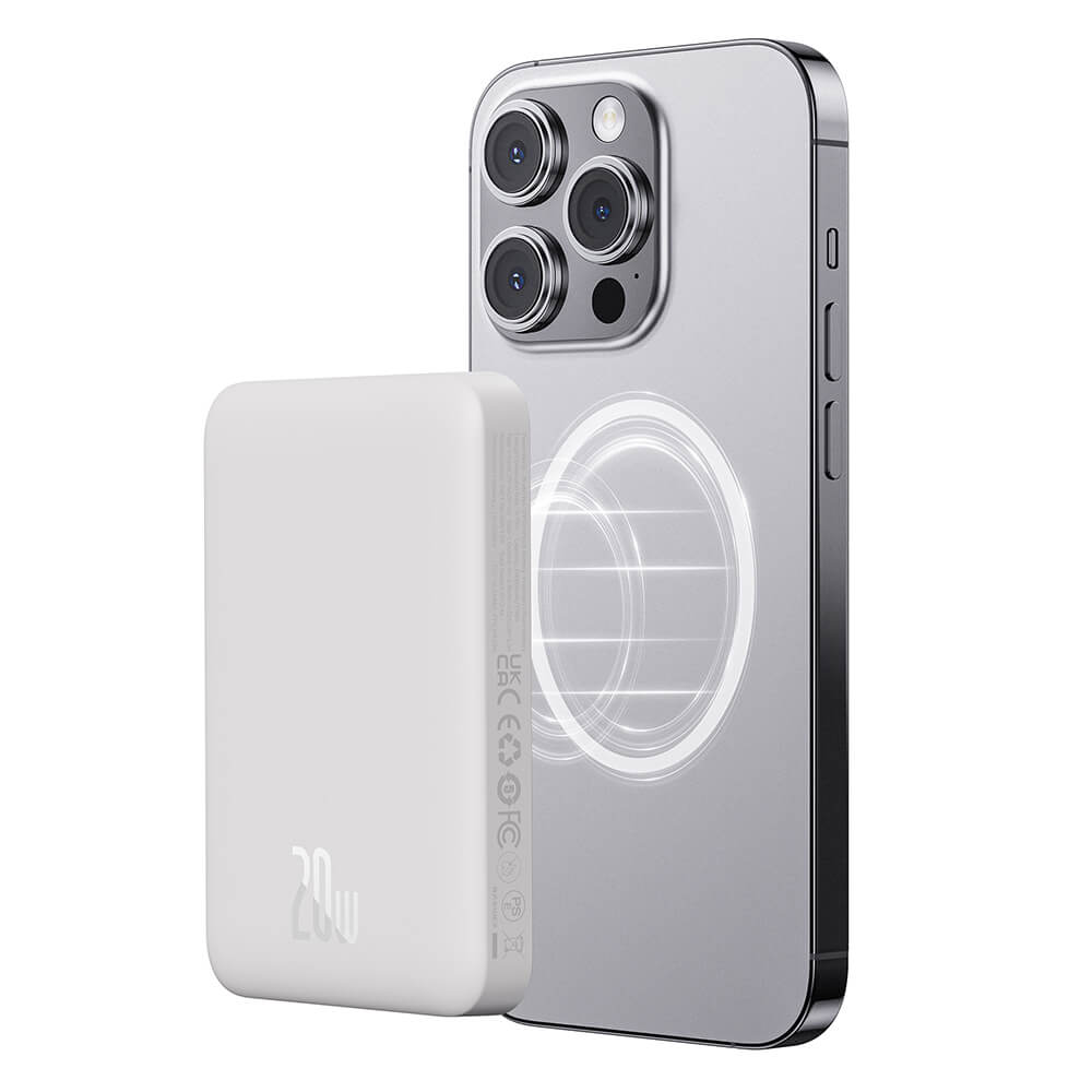 Baseus Mini Air Ασύρματο MagSafe PowerBank 10000mAh 20W με Καλώδιο Type-C to Type-C - White