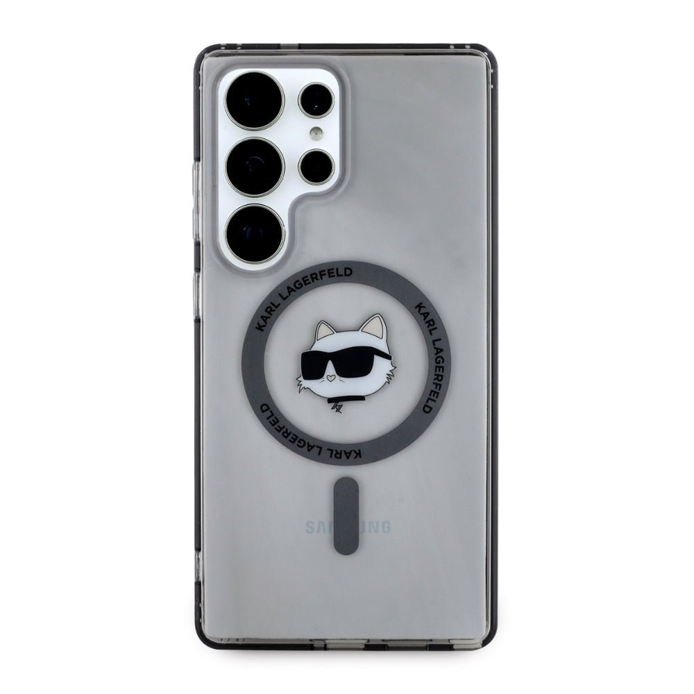 Karl Lagerfeld Samsung Galaxy S25 Ultra - Button Choupette Head Printed Logo - MagSafe Σκληρή Θήκη με Πλαίσιο Σιλικόνης - Black - KLHMS25LHLSCHK