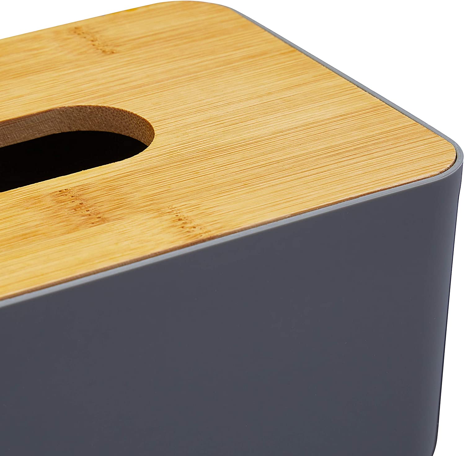 Relaxdays Θήκη με Καπάκι από Μπαμπού για Χαρτομάντηλα - Grey / Natural - 4052025326500