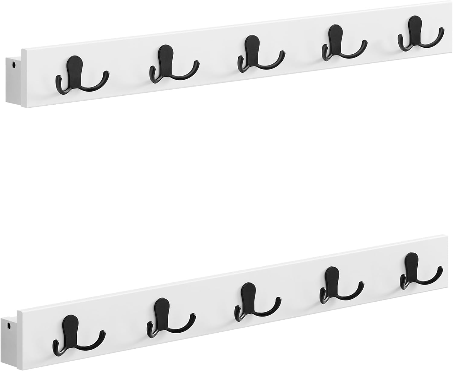 Songmics Σετ με 2 Επιτοίχιες Κρεμάστρες με 5 Διπλούς Μεταλλικούς Γάντζους και Ράφι - Cloud White - LCR052W01