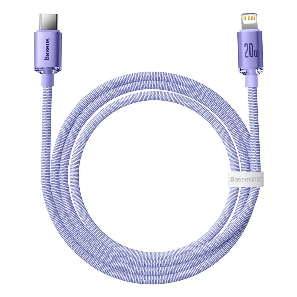 Baseus Crystal Shine Cable Type - C to Lightning PD 20W - Καλώδιο Δεδομένων και Γρήγορης Φόρτισης Type - C to Lightning 1.2M - Purple - CAJY000205