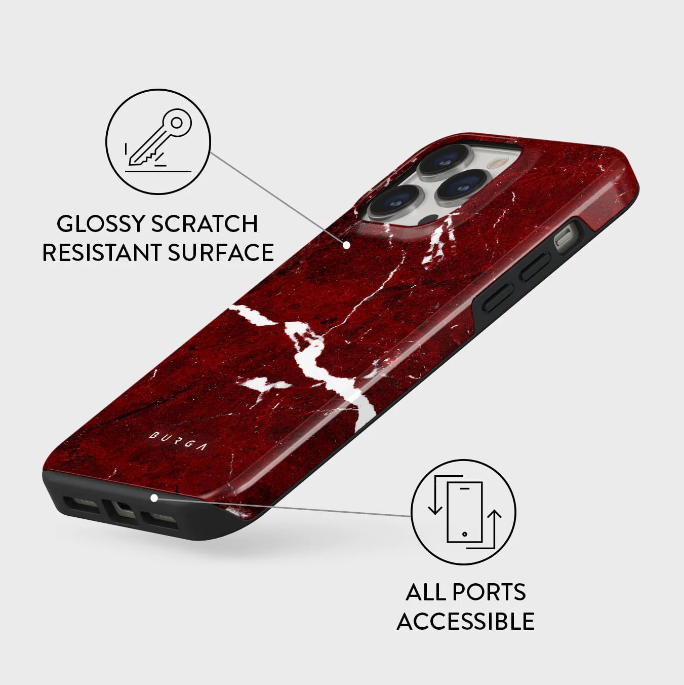 Burga iPhone 14 Pro Max Fashion Tough Σκληρή Θήκη - Iconic Red Ruby