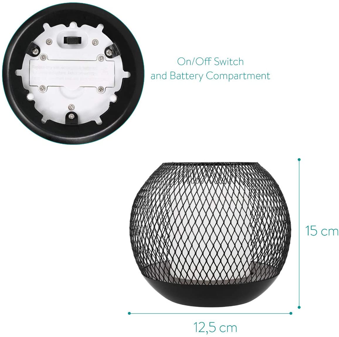 Navaris Solar Garden Candles Σετ με 2 Ηλιακά LED Κεριά Εξωτερικού Χώρου - White / Black - 51099.01.02