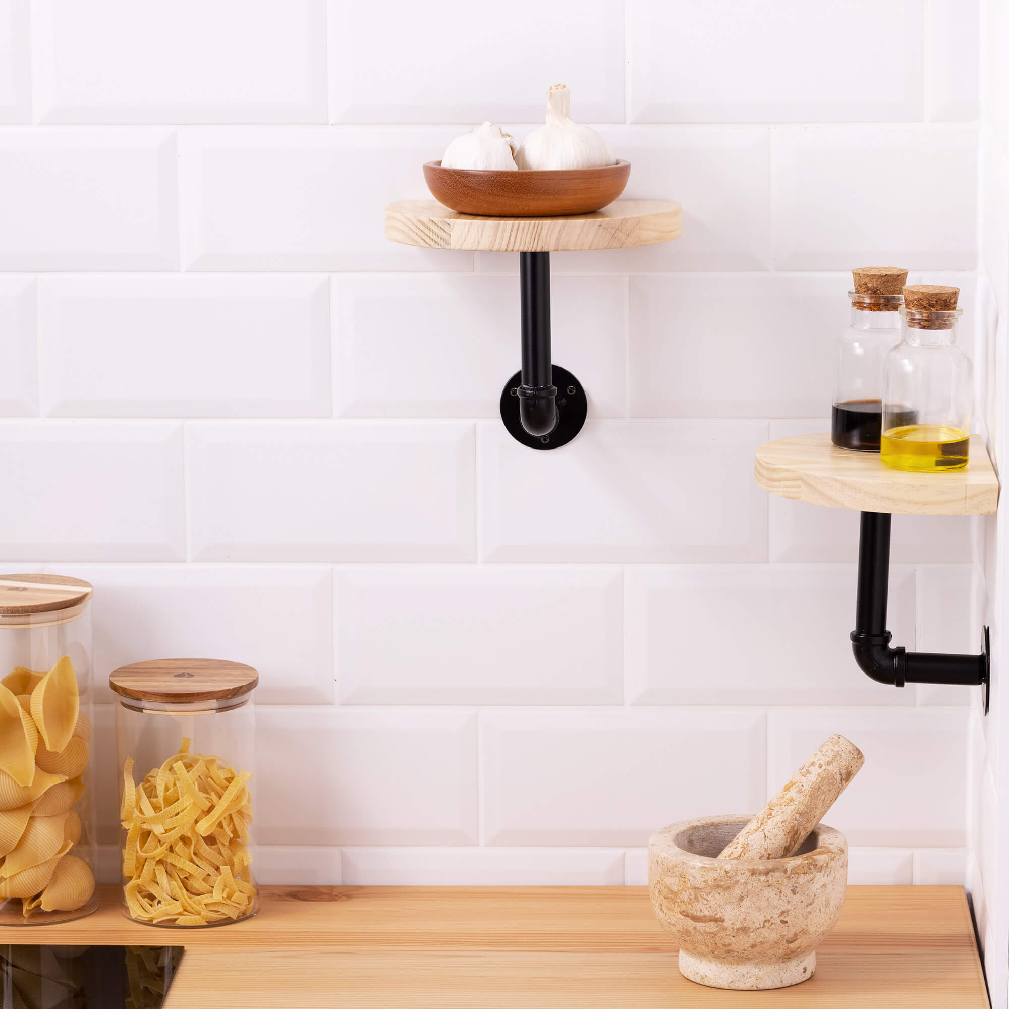 Navaris Σετ με 3 Ράφια με Βάση - 20 x 15 x 17 cm - Light Brown - 53785.24