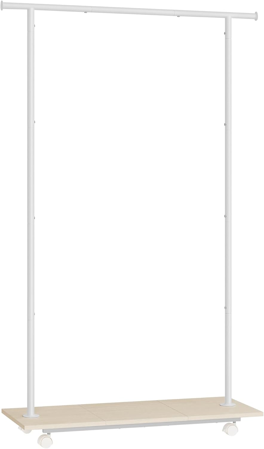 Songmics Τροχήλατη Επεκτεινόμενη Κρεμάστρα Δαπέδου - Ράγα Ρούχων - Natural Beige / Cloud White - HSR151W01
