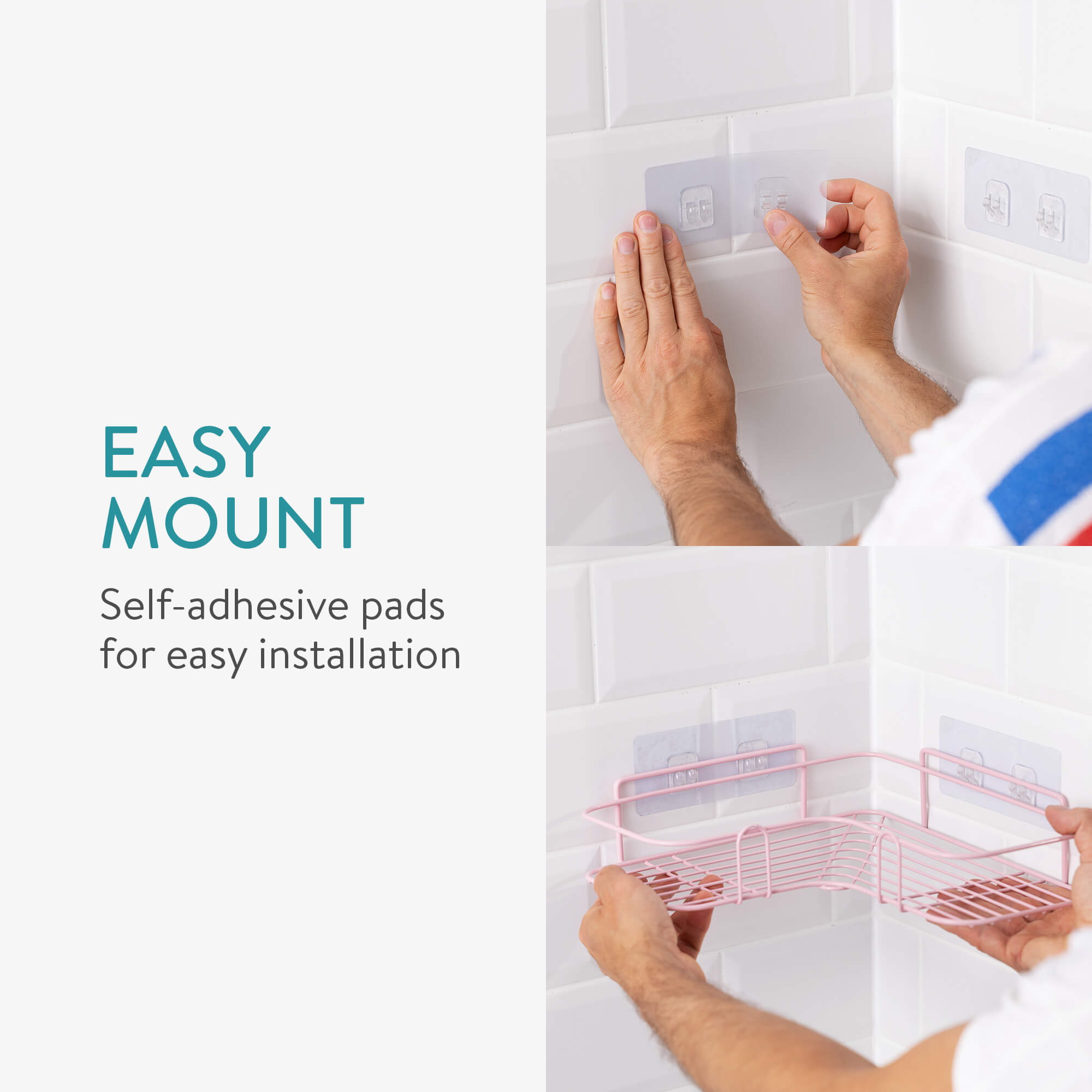 Navaris Σετ με 2 Μεταλλικά Ράφια Ντουζιέρας - Pink - 57098.08