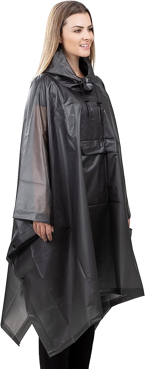 Navaris Αδιάβροχο Unisex Πόντσο με Κουκούλα - Black - 52203.01.01