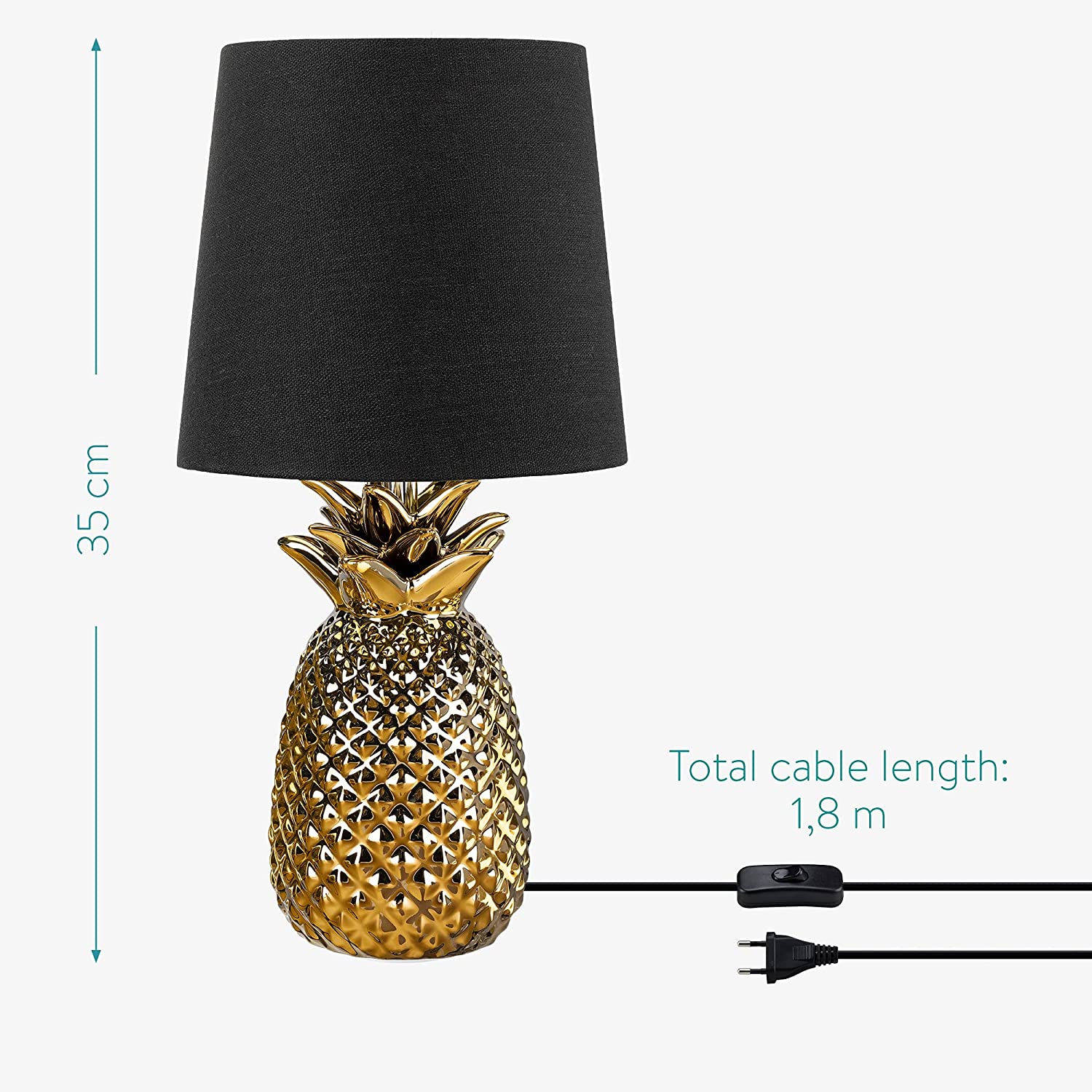 Navaris Desk Lamp Επιτραπέζιο Φωτιστικό - Ανανάς - 35cm - Gold / Black - 49150.66.01
