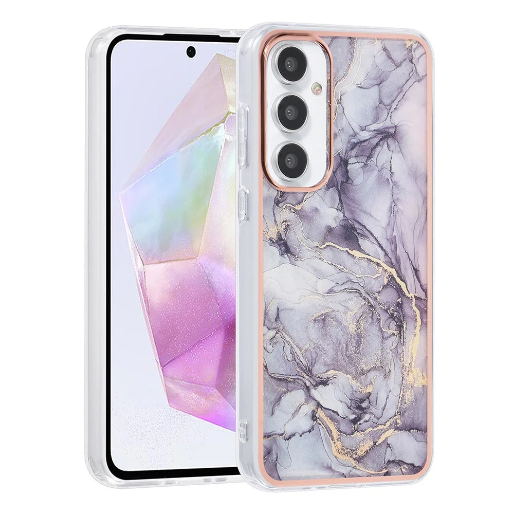 Tuniq Samsung Galaxy A35 5G - Σκληρή Θήκη με Πλαίσιο Σιλικόνης - Σχέδιο Μάρμαρο - Σκούρο Γκρί