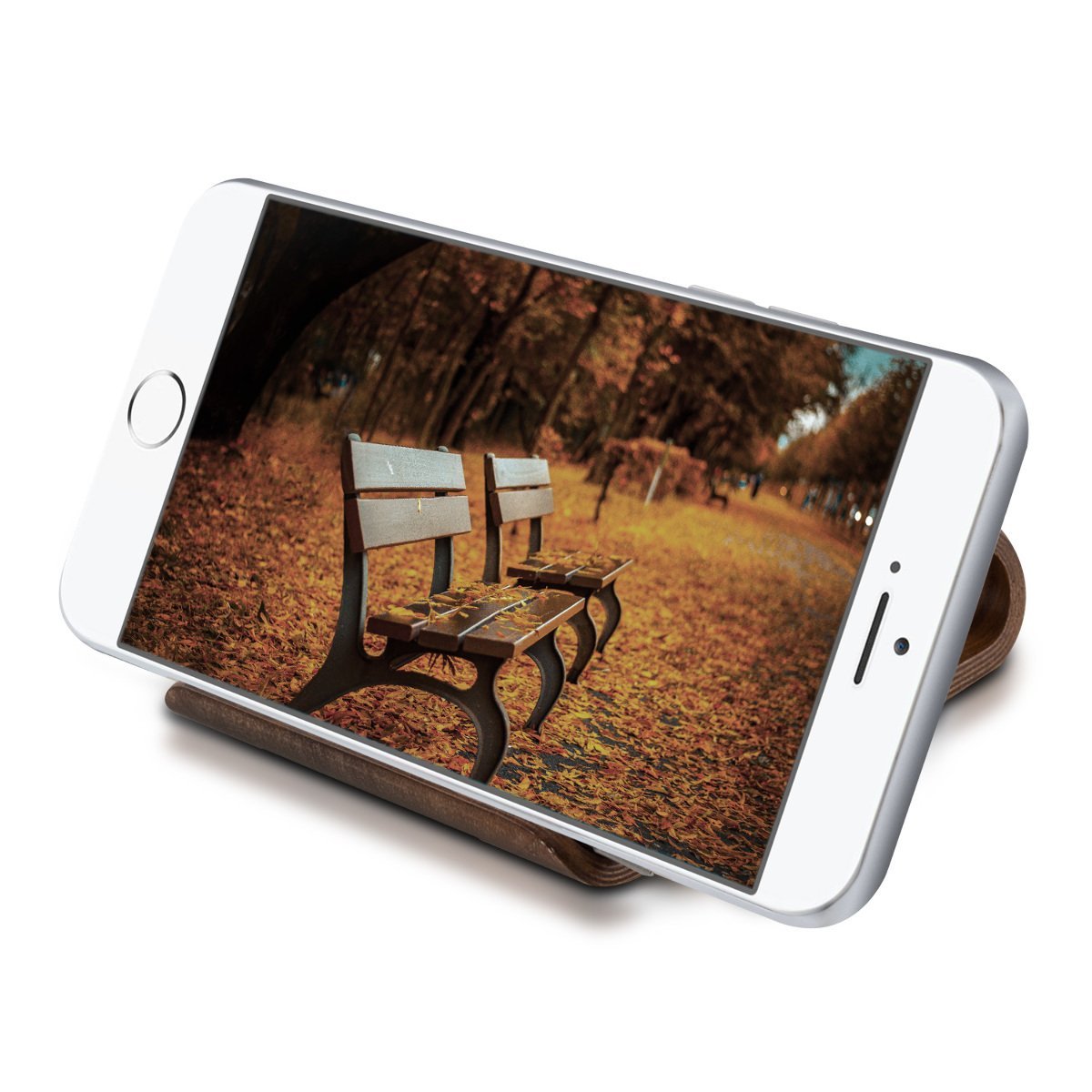 Kalibri Wooden Mobile Stand Βάση Στήριξης Κινητών από Φυσικό Ξύλο - Dark Brown - 34561.18