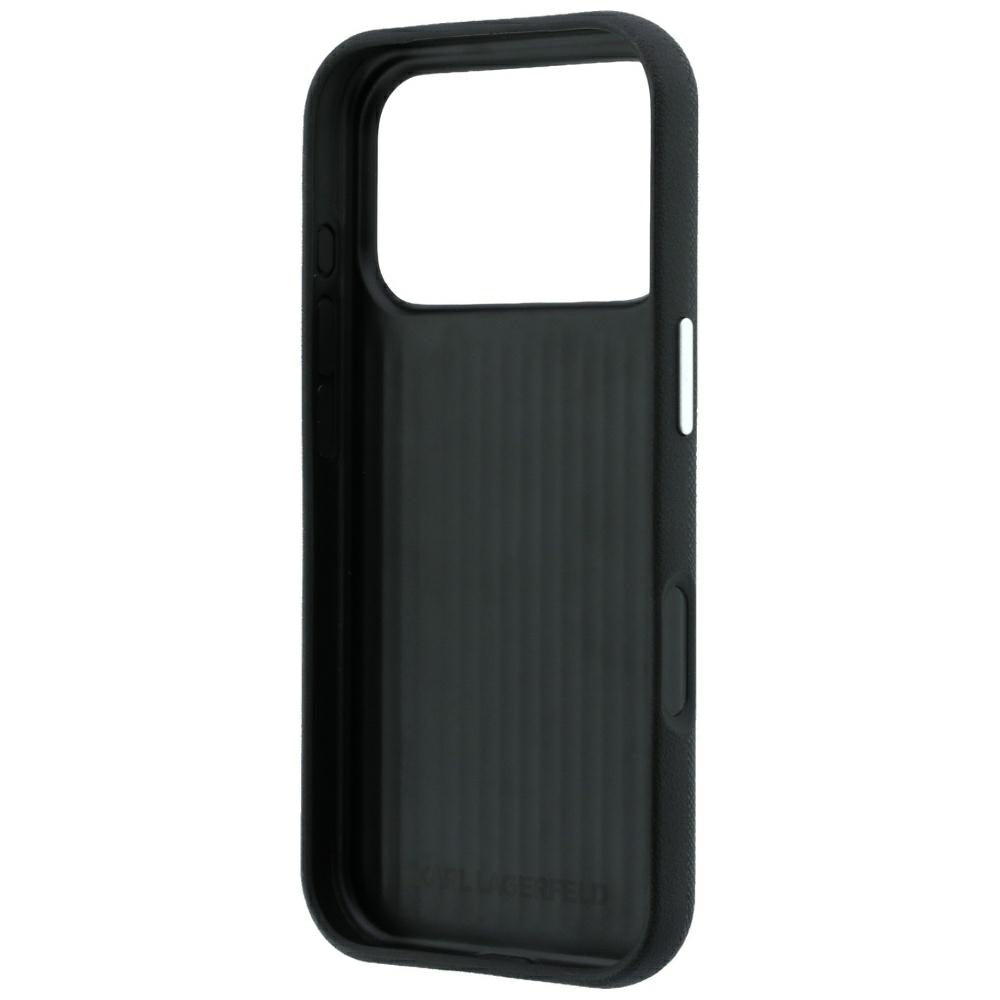 Karl Lagerfeld iPhone 18 Pro / iPhone 17 Pro - Σκληρή Θήκη με Επένδυση Συνθετικού Δέρματος και Πλαίσιο Σιλικόνης - Saffiano Double Heads Metal - Black
