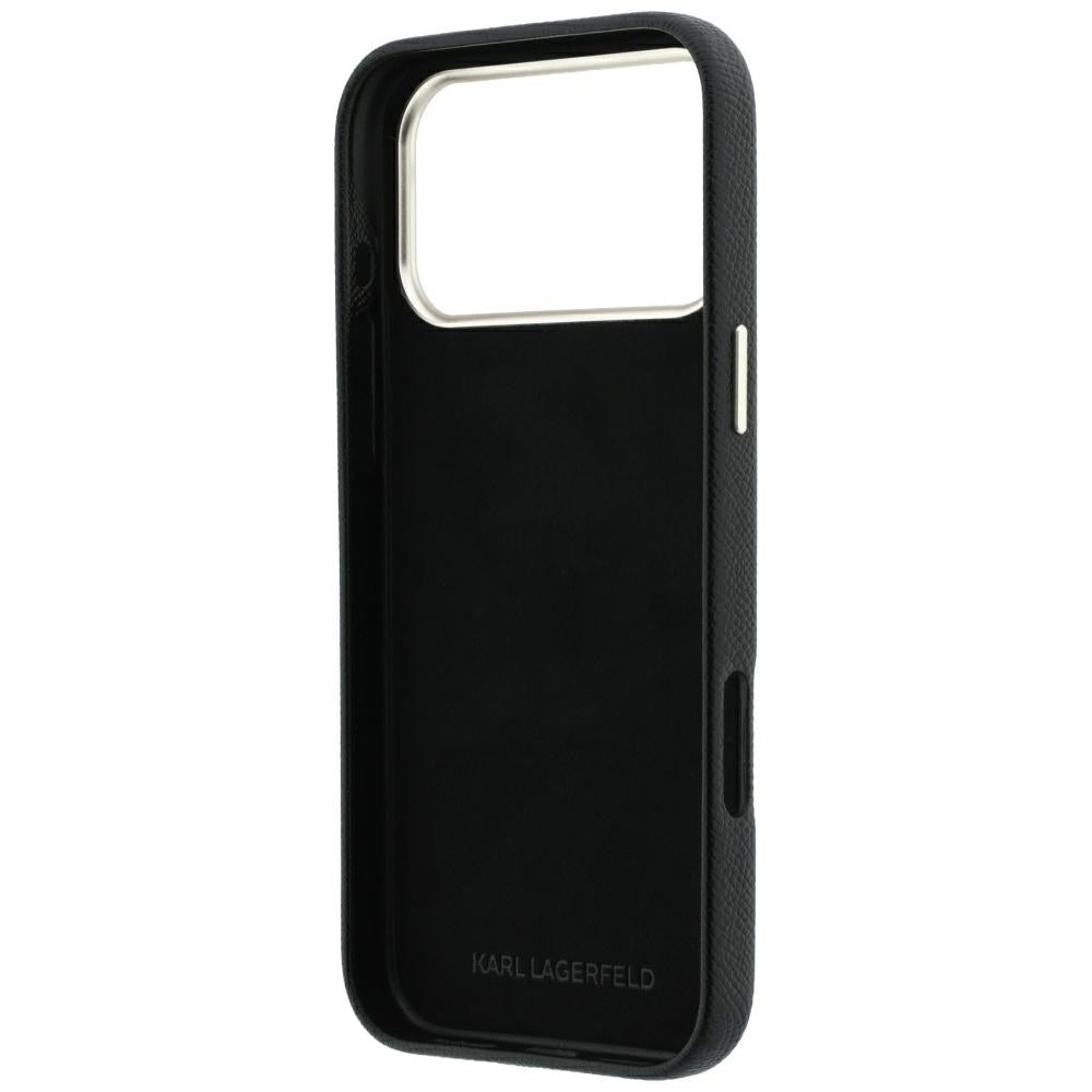 Karl Lagerfeld iPhone 18 Pro Max / iPhone 17 Pro Max - Σκληρή Θήκη με Επένδυση από Οικολογικό Δέρμα - Smooth Big Resin Signature Logo - Black
