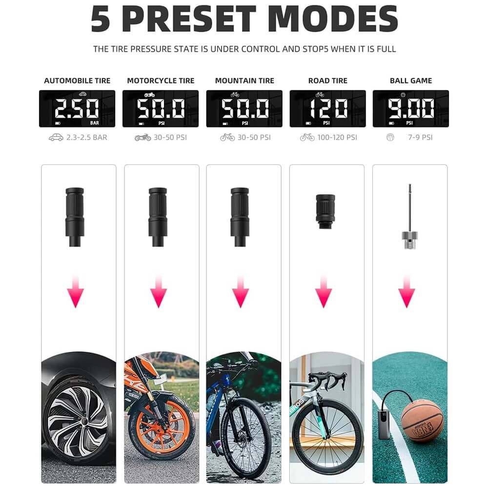 Rockbros 42720001001 Ηλεκτρική Αντλία Αέρα Ποδηλάτου με Οθόνη LED - Black