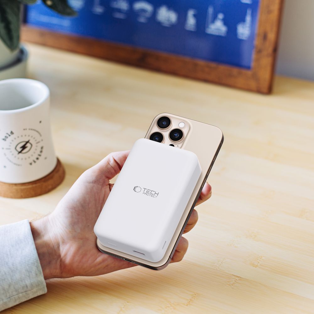 Tech-Protect PB12 Lifemag MagSafe PowerBank Μαγνητικό PowerBank Κινητού 20000 mAh - White