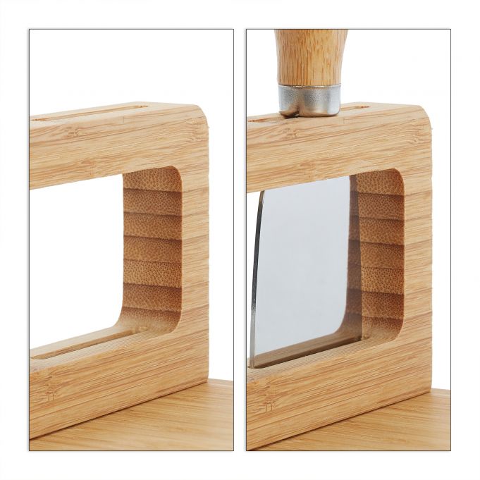 Relaxdays Δίσκος από Μπαμπού για Τυριά με Αξεσουάρ Κοπής - Natural - 4052025288266