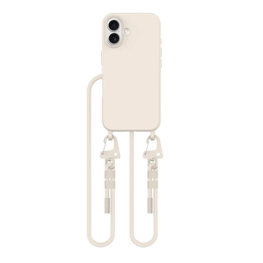 Tech-Protect iPhone 16 MagNecklace - MagSafe Θήκη Σιλικόνης TPU με Pυθμιζόμενο Αποσπώμενο Κορδόνι - Latte