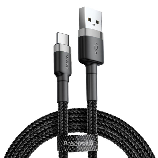 Baseus Cafule Cable Type-C 2A - Καλώδιο Δεδομένων και Φόρτισης Type-C 2M - Black / Grey - CATKLF-CG1