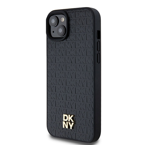 DKNY iPhone 15 / 14 / 13 - Leather Pattern Metal Logo MagSafe Σκληρή Θήκη με Επένδυση Συνθετικού Δέρματος - Black