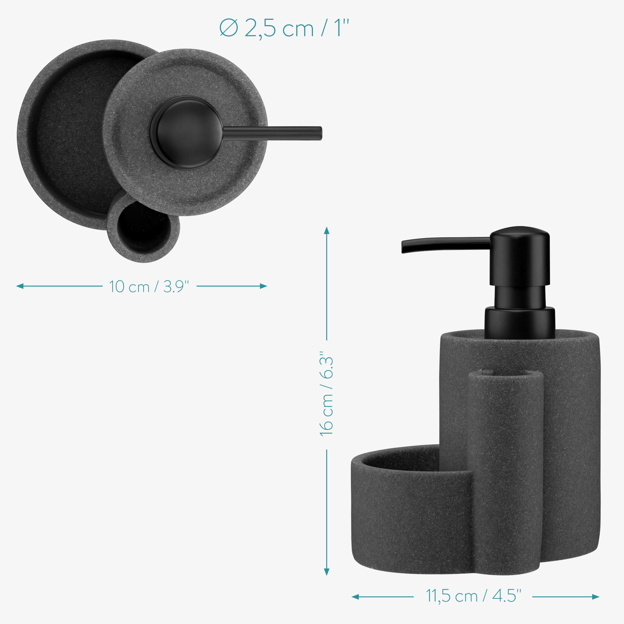 Navaris Διανομέας Σαπουνιού με 2 Θήκες - Grey - 55871.01