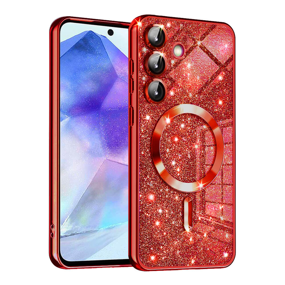 Techsuit Samsung Galaxy A55 5G - Luxury Glitter MagSafe - Θήκη Σιλικόνης - Red