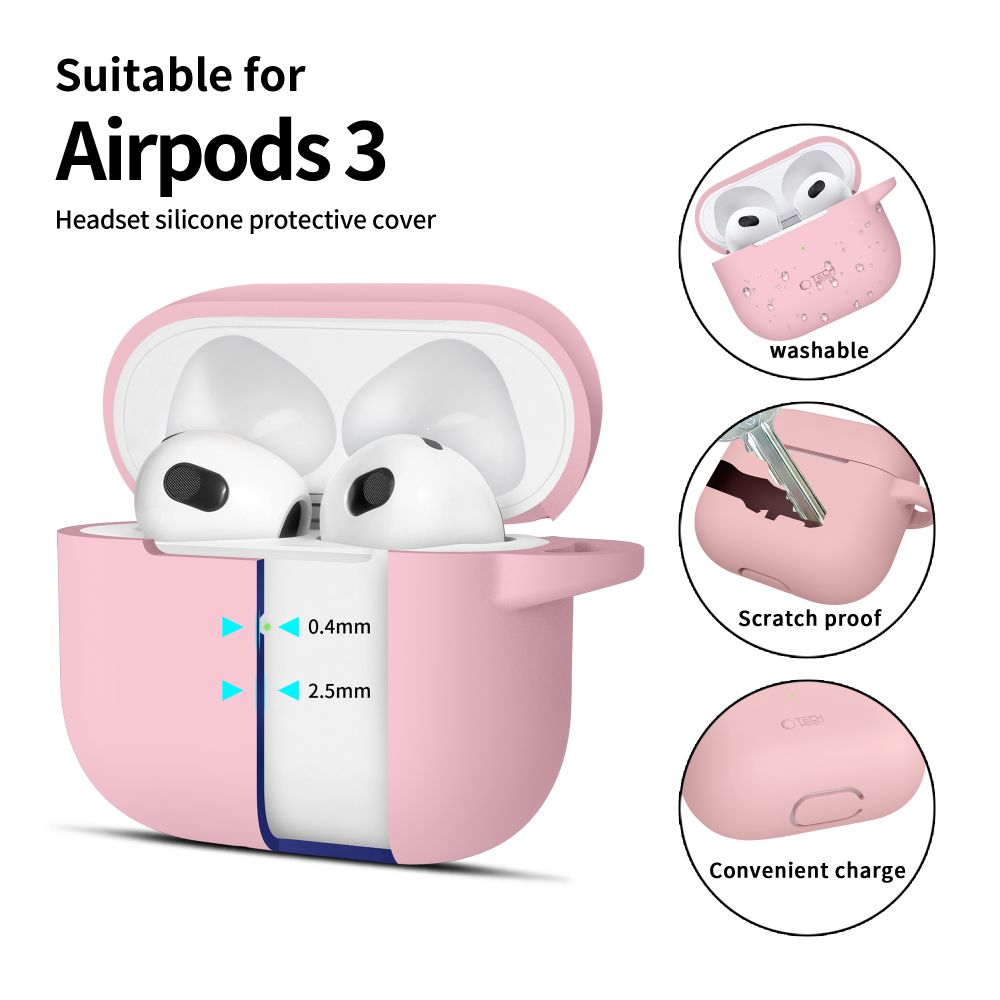 Tech-Protect AirPods 3 Θήκη Σιλικόνης - Silicone Hook - Dusty Pink