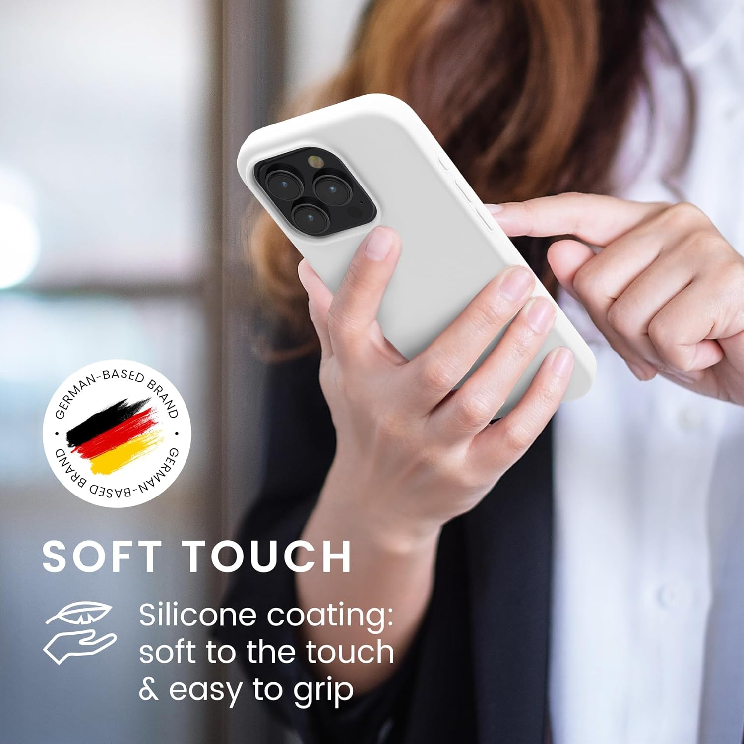 KW iPhone 15 Pro Θήκη Σιλικόνης Rubberized TPU - White