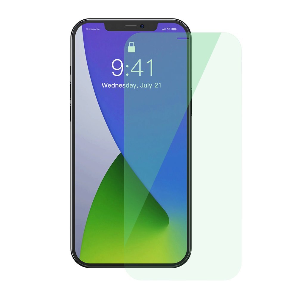 Baseus iPhone 12 / iPhone 12 Pro 0.15mm Eye Protection Full Screen Αντιχαρακτικό Γυαλί Οθόνης - 2 Τεμάχια - Green Light / Clear - SGAPIPH61P - LQ02