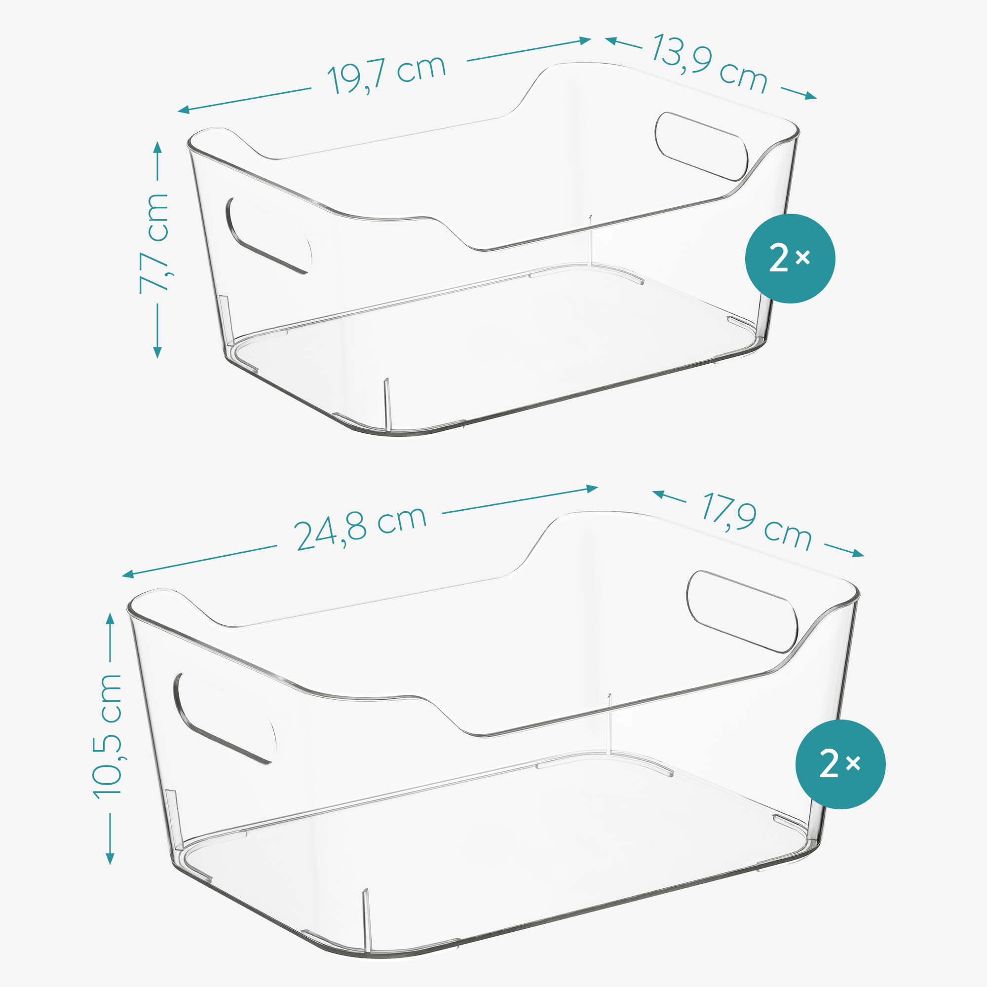 Navaris Σετ με 4 Δοχεία Αποθήκευσης για Ψυγείο - Διάφανα - 55380.01