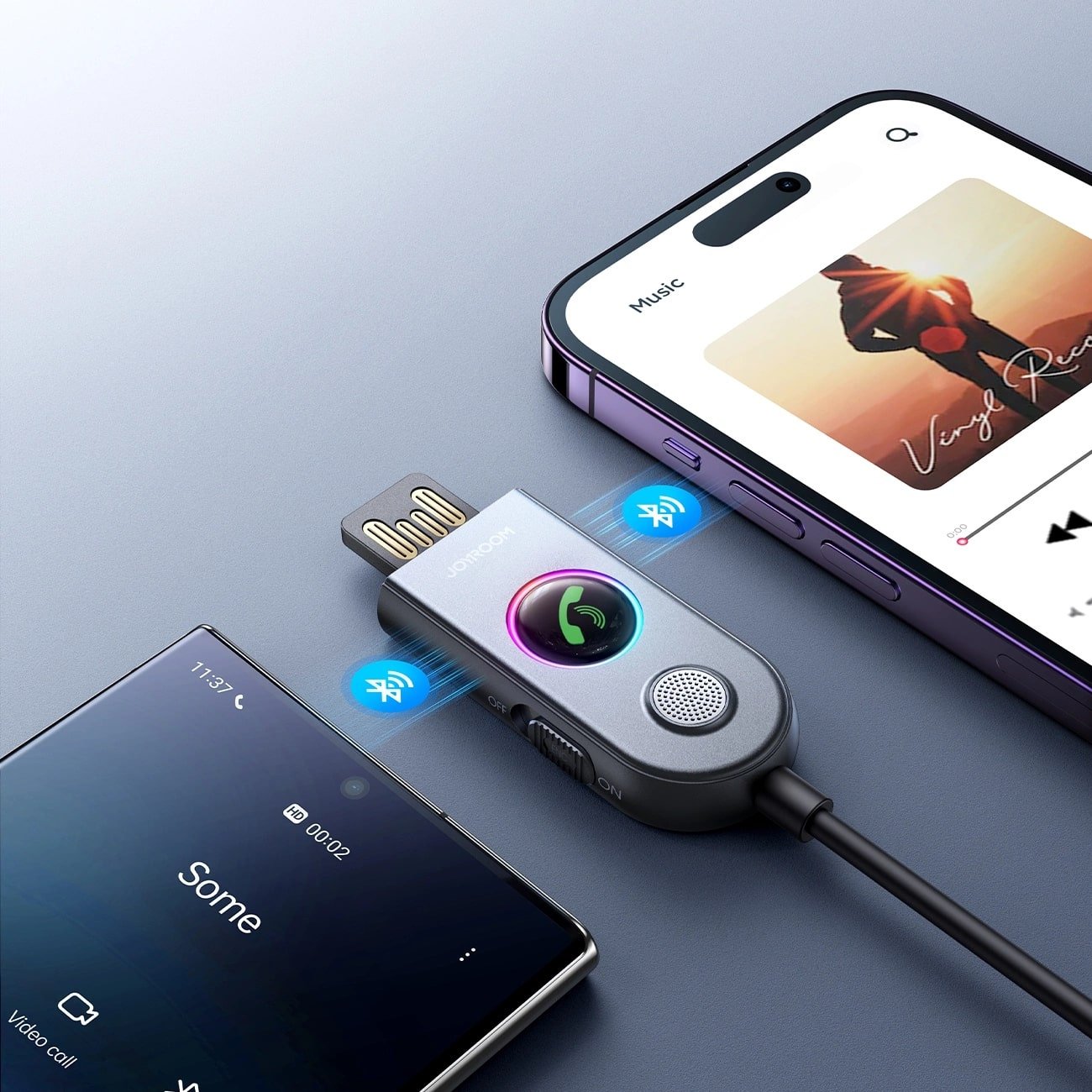 Joyroom JR - CB6 Bluetooth AUX Receiver για Αναπαραγωγή Μουσικής / Κλήσεις στο Αυτοκίνητο - Grey