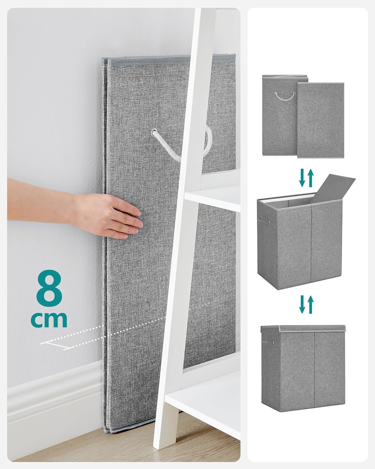 Songmics Υφασμάτινο Καλάθι Απλύτων - 142L - Grey - LCB02G