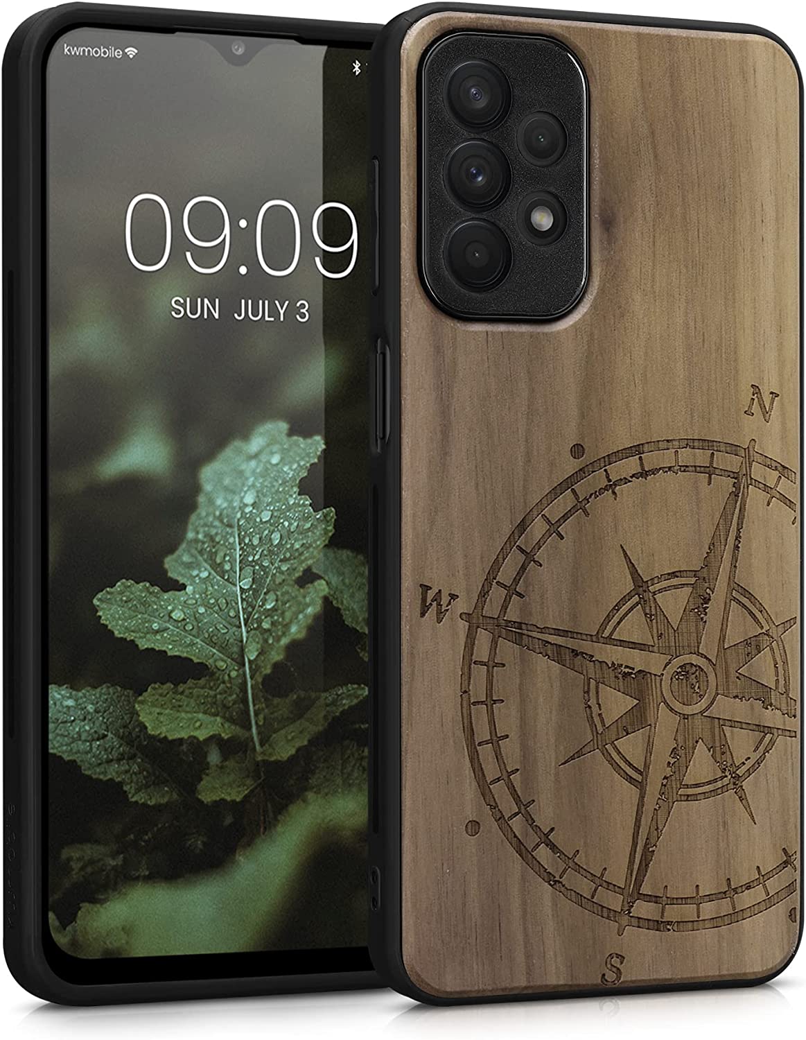 KW Samsung Galaxy A23 5G Θήκη από Φυσικό Ξύλο - Design Compass Vintage - Dark Brown - 58314.02