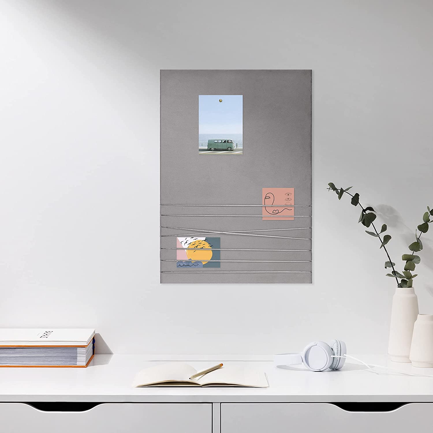 Navaris Πίνακας Ανακοινώσεων από Βελούδο - 70 x 50 cm - Grey - 52630.2.22