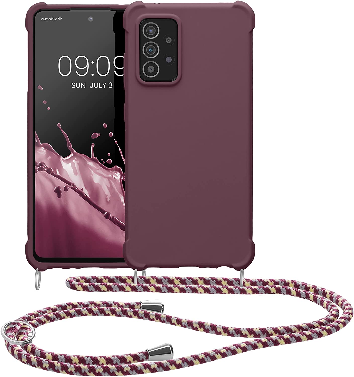 KW Samsung Galaxy A52 / A52 5G / A52s 5G Θήκη Σιλικόνης TPU με Λουράκι - Bordeaux Purple - 58558.187