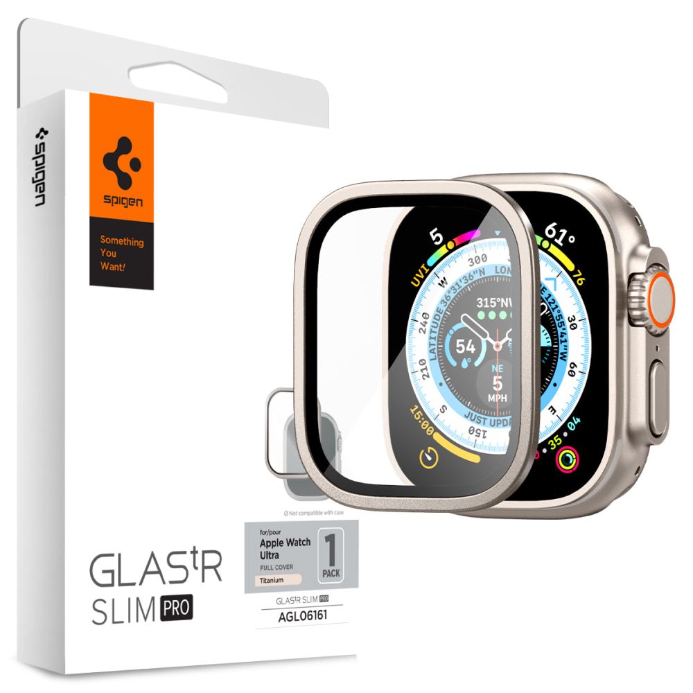 Spigen Προστασία Οθόνης Apple Watch Ultra (1/2/3) - 49mm - Glas.TR Slim Pro Αντιχαρακτικό Γυαλί Οθόνης - Titanium