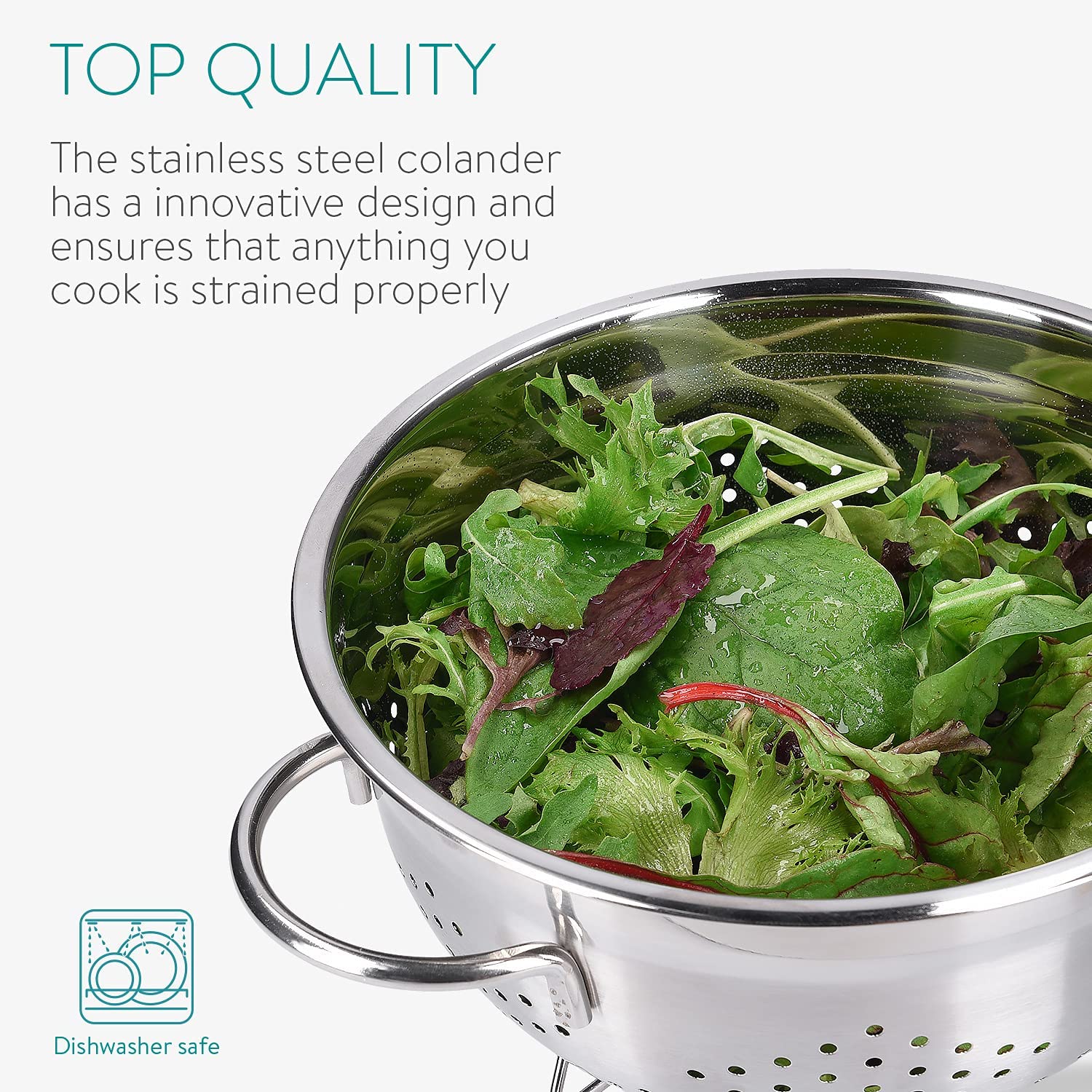 Navaris Μεταλλικό Σουρωτήρι με Λαβές από Ανοξείδωτο Ατσάλι - Silver - 48522.01