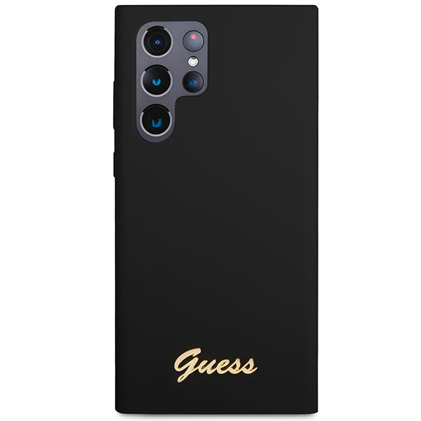 Guess Samsung Galaxy S23 Ultra Silicone Script Metal Logo Θήκη Σιλικόνης - Black - GUHCS23LSLSMK