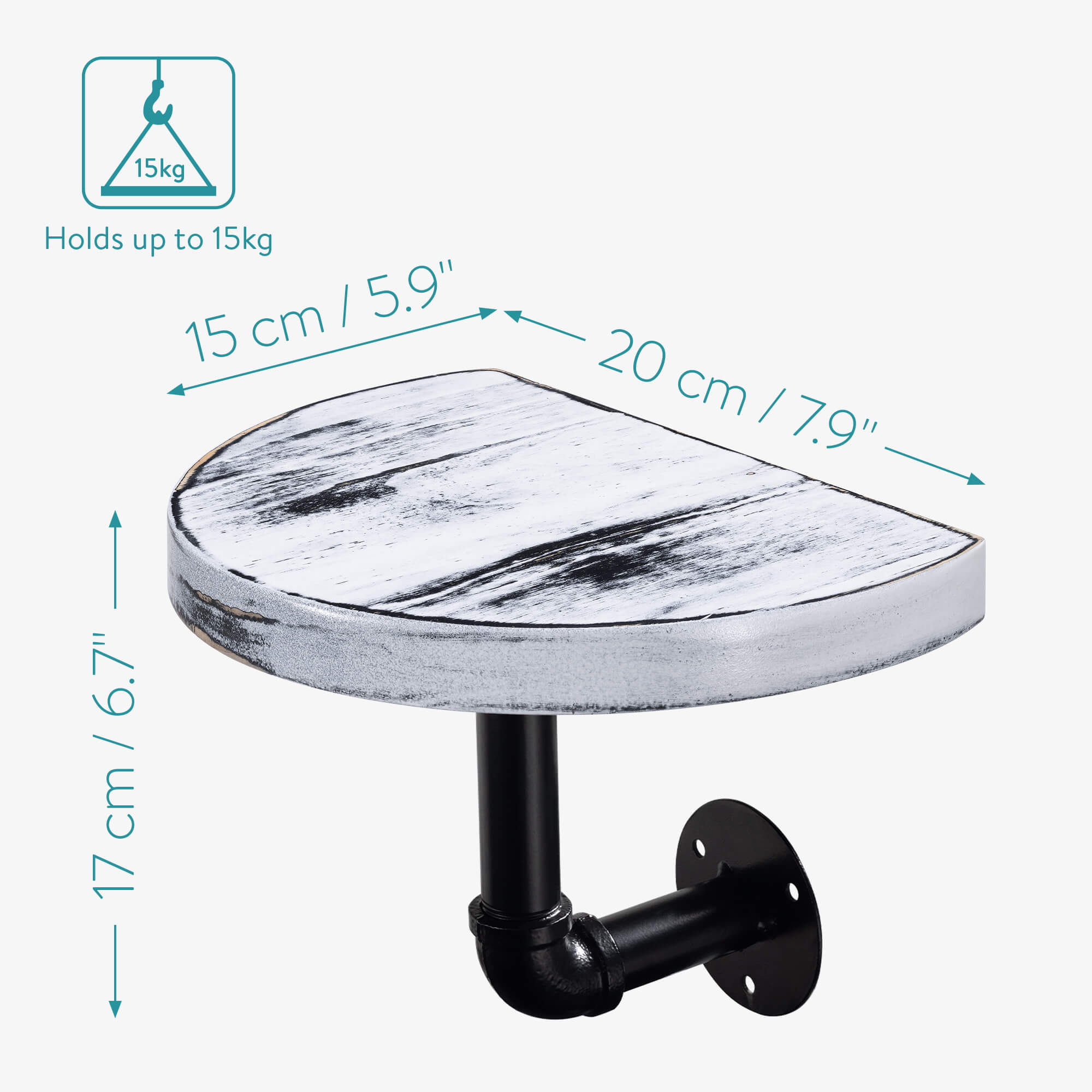 Navaris Σετ με 3 Ράφια με Βάση - 20 x 15 x 17 cm - White / Black - 53785.02