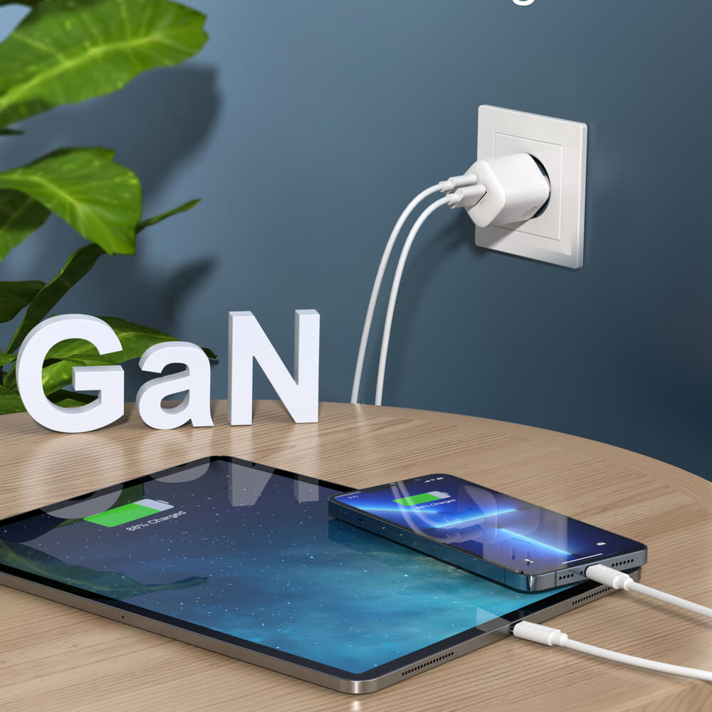 Choetech PD QC 33W Οικιακός Φορτιστής Γρήγορης Φόρτισης με 1 Θύρα Type-C και 1 Θύρα USB - White - PD5006