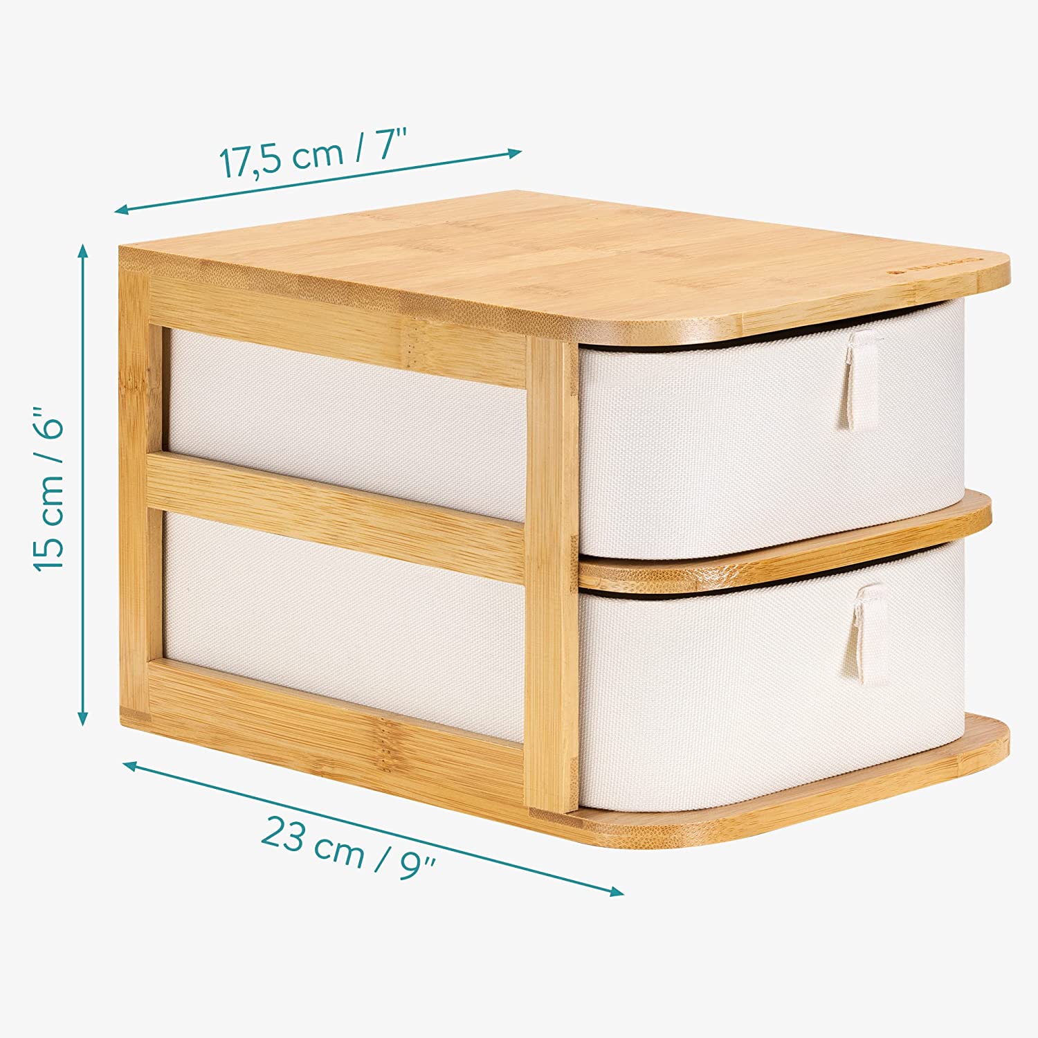 Navaris Διοργανωτής Καλλυντικών από Μπαμπού με 2 Συρτάρια - Brown / Cream - 54184.02