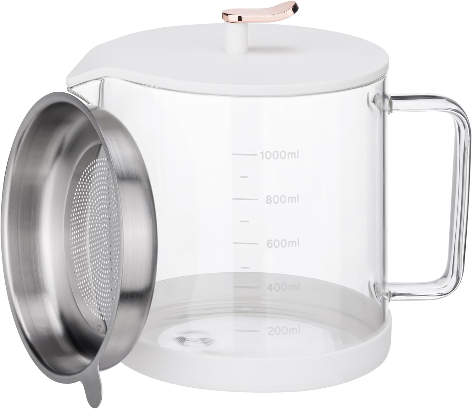 Navaris Δοχείο Συλλογής Μαγειρικού Λαδιού / Λίπους με Φίλτρο Διαχωρισμού - 1.5L - White / Clear - 61409.01