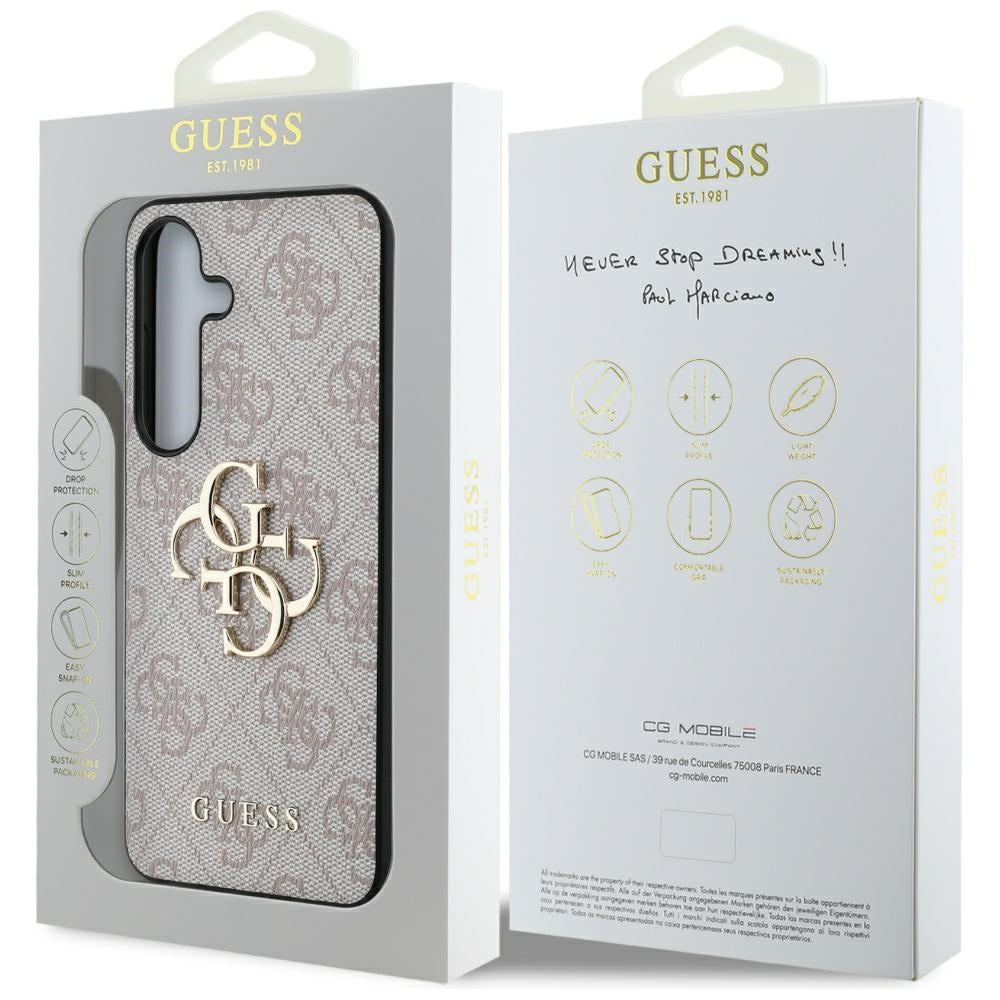 Guess Samsung Galaxy S25 Plus - 4G Big Metal Logo - Θήκη με Επένδυση Συνθετικού Δέρματος - Pink - GUHCS25M4GMGPI