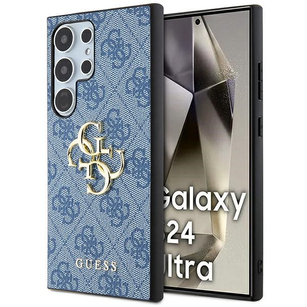 Guess Samsung Galaxy S24 Ultra - 4G Big Metal Logo Θήκη με Επένδυση Συνθετικού Δέρματος - Blue - GUHCS24L4GMGBL