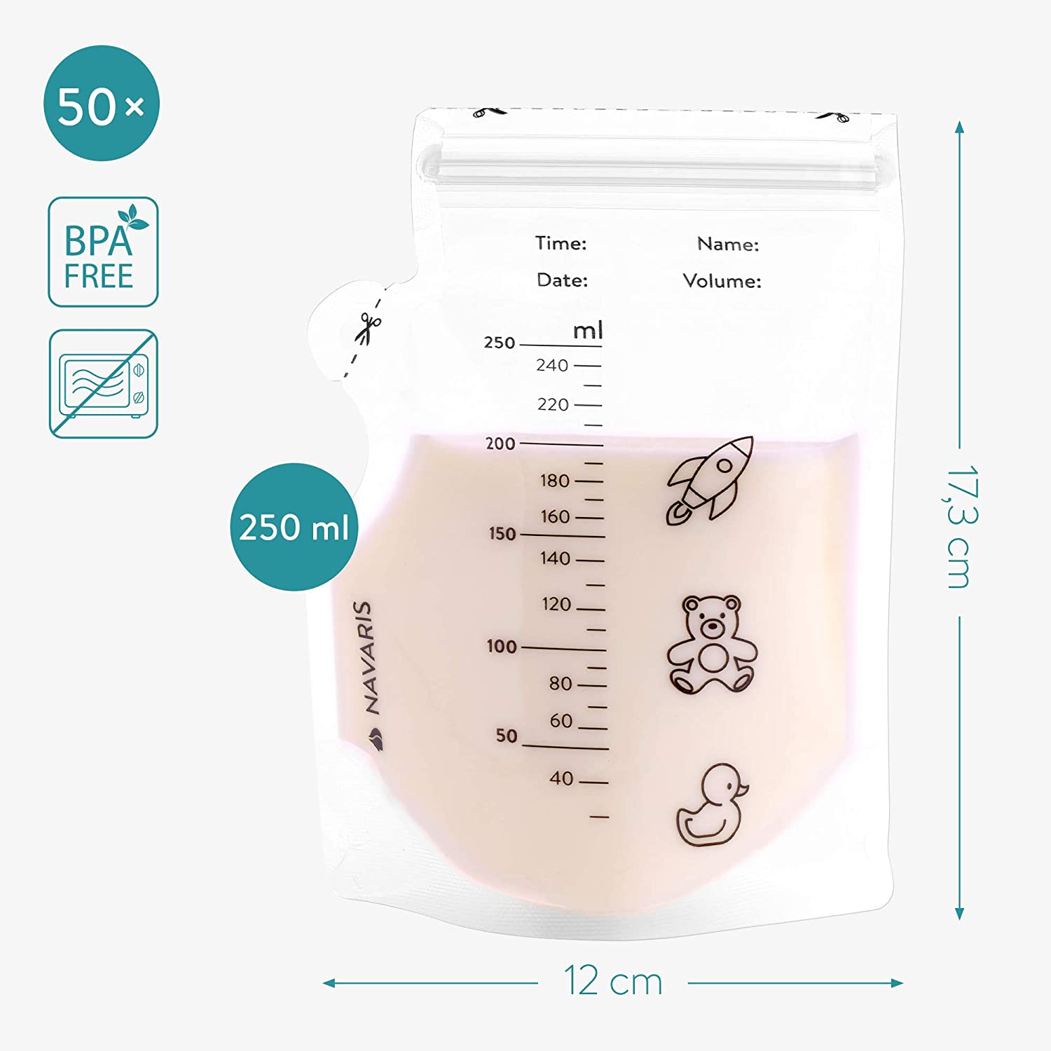 Navaris Σακούλες Αποθήκευσης Μητρικού Γάλακτος Set of 50 - White - 53219.01