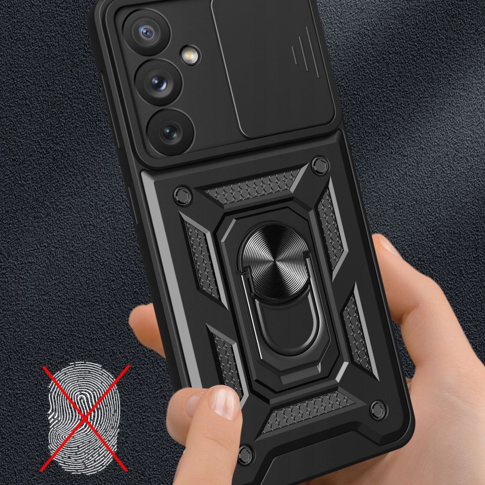 Tech - Protect Samsung Galaxy A14 5G Camshield Pro Σκληρή Θήκη με Πλαίσιο Σιλικόνης και Δαχτυλίδι Συγκράτησης - Black
